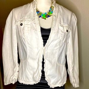 INC 100% Linen Woman’s White Blazer Jacket M EUC